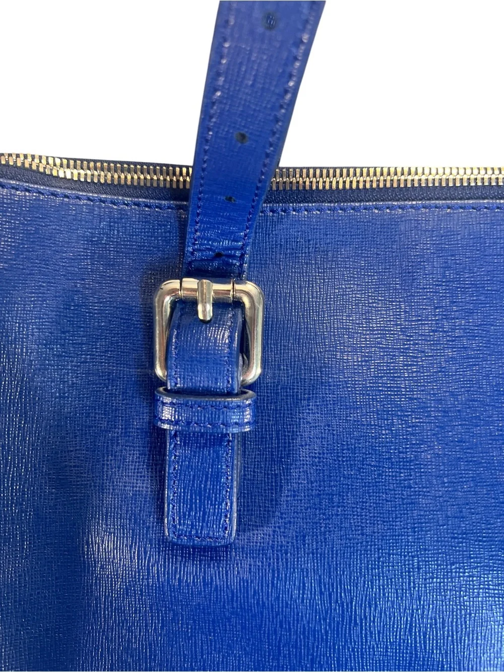 Annamaria's Dark Blue Italian Leather Tote Bag Zippered Detachable Crossbody